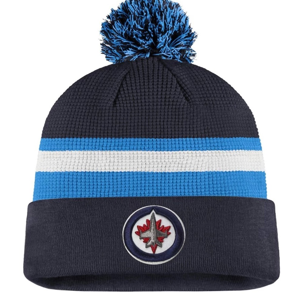 Winnipeg Jets Fanatics 2020 Draft Pom Knit Beanie Navy Blue Cuffed Hat NHL OSFM